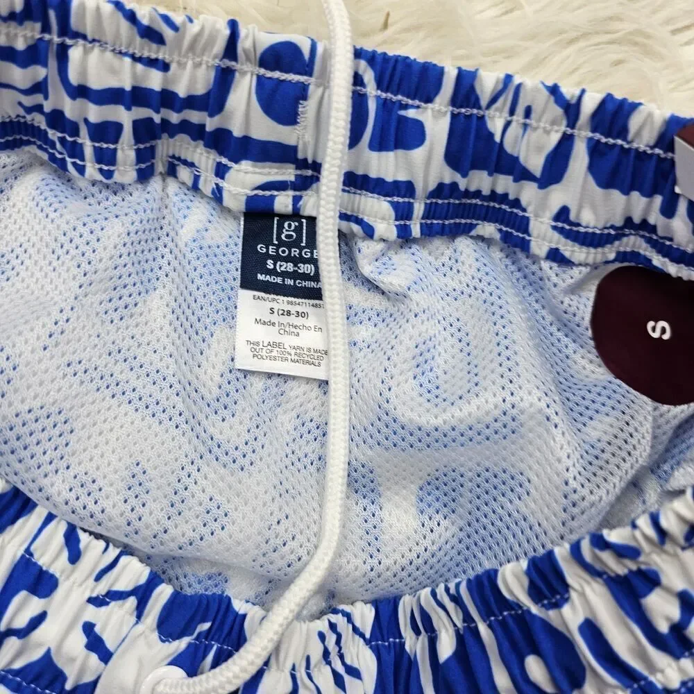 Wonder Nation Cobalt Crush Blue White Printed Men's Size Small Family Swimwear
